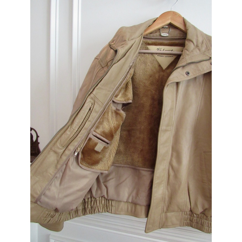 VINTAGE 90s Vilanto Heavyweight Leather Jacket Bomber XL Removable Liner - Picture 7 of 11
